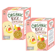 Apple Monkey Organic Rice Cracker with DHA, 2pk x 30g - Strawberry + Banana (Exp 04/26)