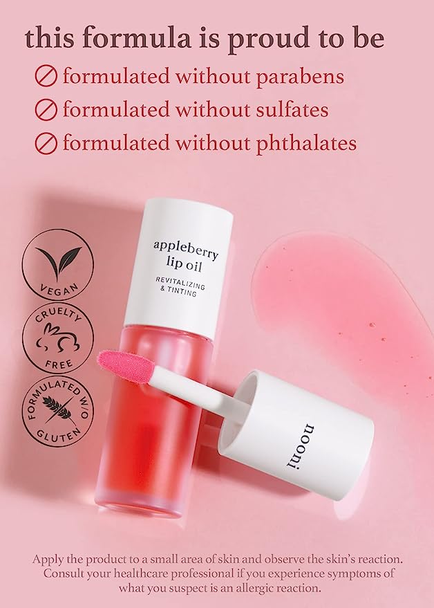 nooni Apple Lip Oil, 0.12 fl oz (10 Types) - Pupsik Singapore