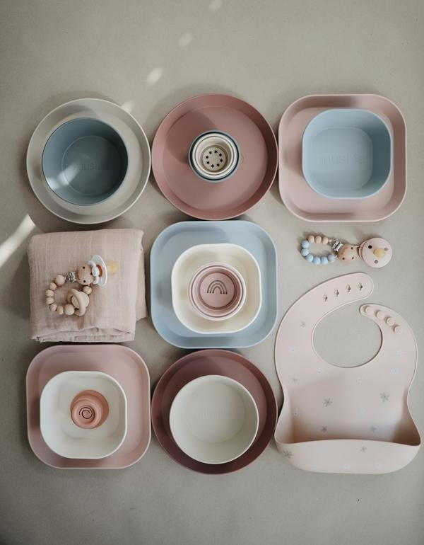 Mushie Square Dinner Plates (2pk) (4 Colours) - Pupsik Singapore