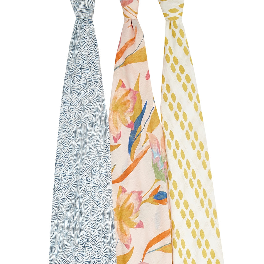 Aden Anais Silky Soft Bamboo Swaddle (47 x 47 in), 3pk (9 Designs) - Pupsik Singapore