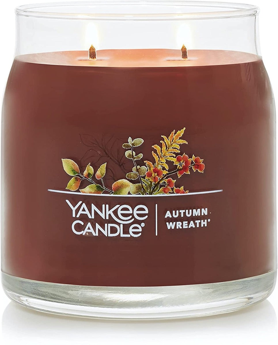 Yankee Candle Signature Medium Jar Candle, 2-wicks (13oz) - Autumn Wreath