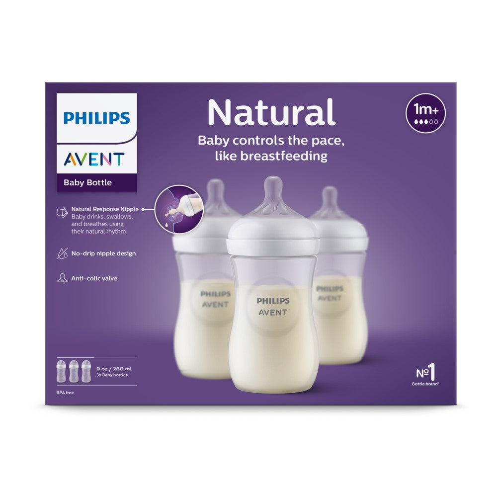 Philips Avent Natural Response 260ml Milk Baby Bottles (3-pack)