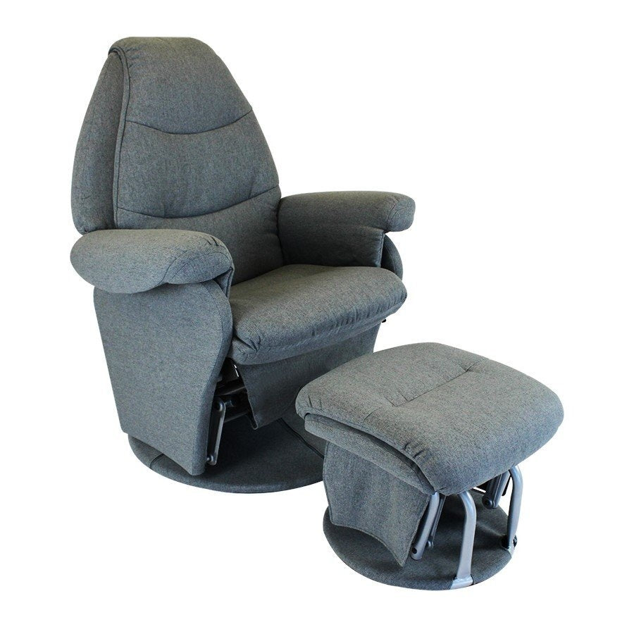 Babyhood Vogue Breastfeeding Glider Chair & Ottoman - Charcoal - Pupsik Singapore