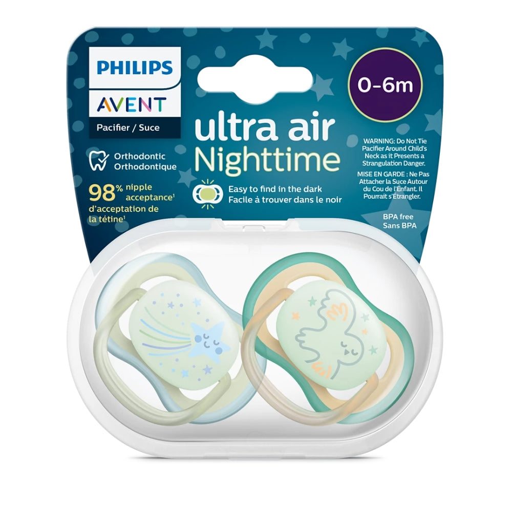 Philips Avent Ultra Air Night Pacifier, 2pk - 0-6M (2 colors)