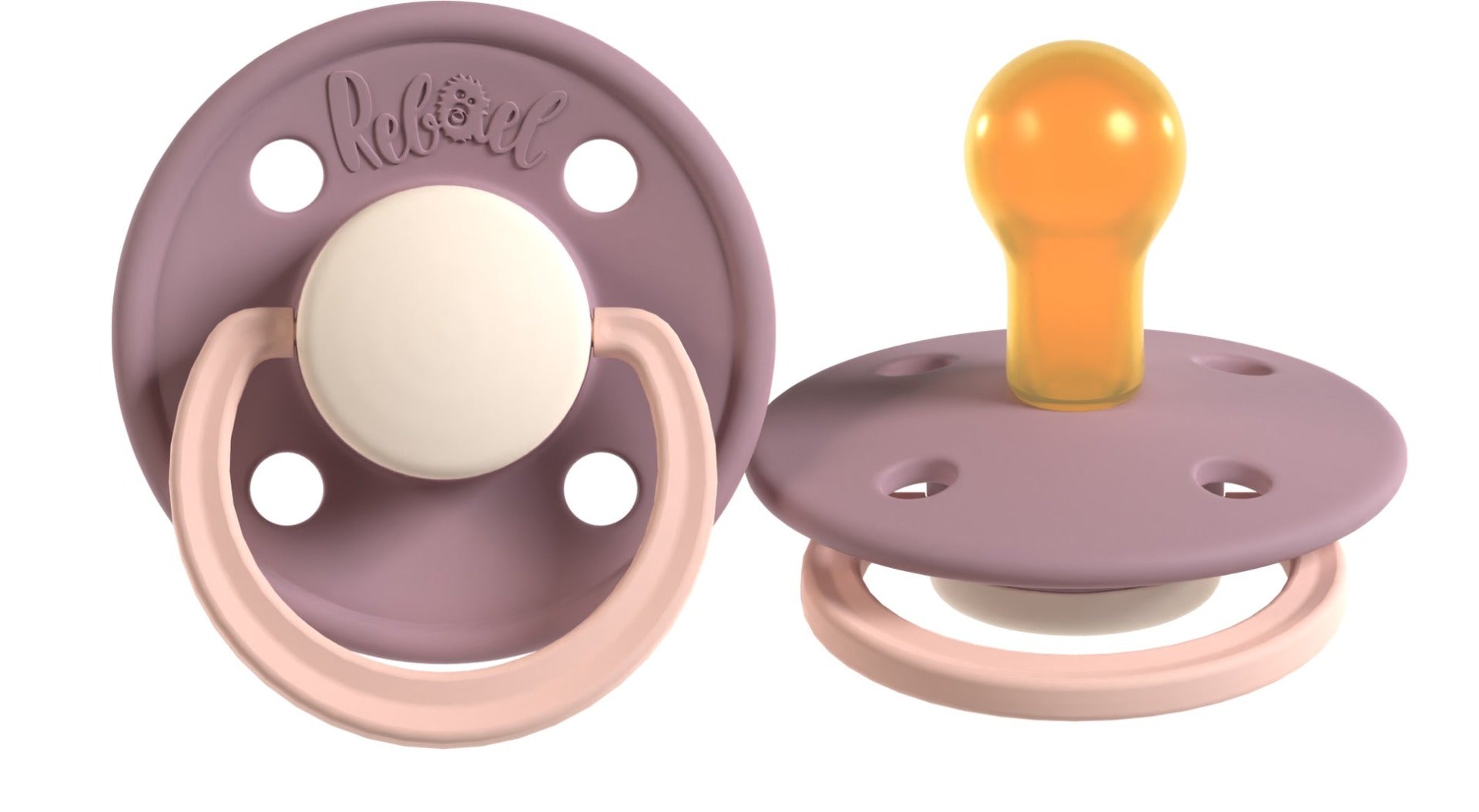 Rabael Duo Natural Rubber Round Pacifiers, 2pk - Tornado Pearly Rhino/Misty Pearly Poodle
