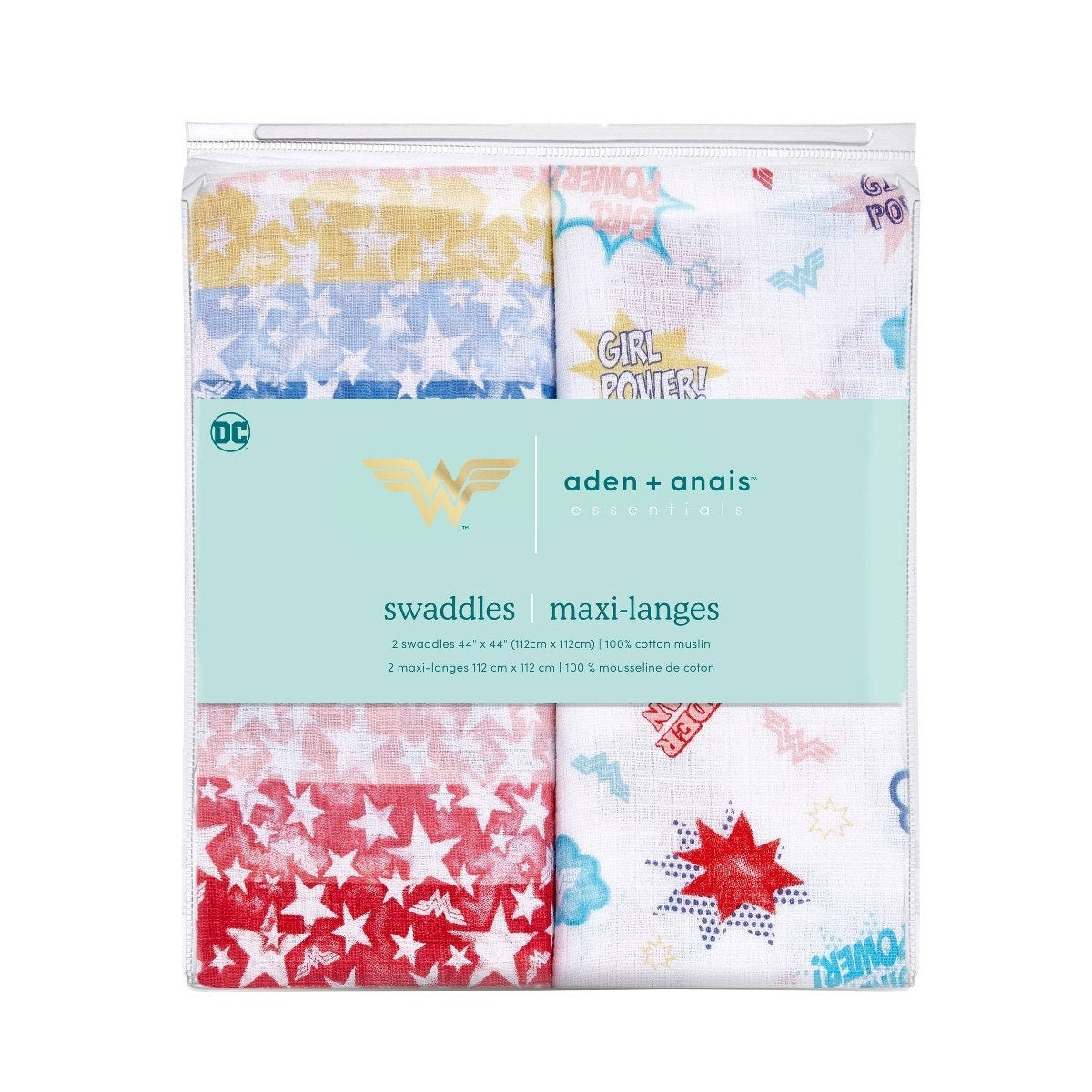 Aden Anais Essentials Muslin Cotton Swaddle (44 x 44 in), 2pk (2 Designs)
