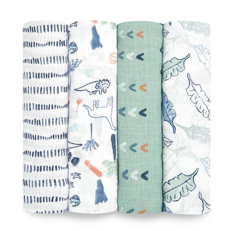 Aden Anais Essentials Muslin Cotton Swaddle (44 x 44 in), 4pk (31 Designs) - Pupsik Singapore