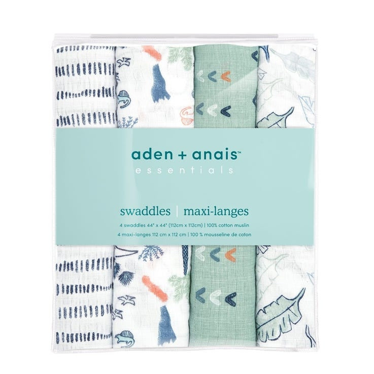Aden Anais Essentials Muslin Cotton Swaddle (44 x 44 in), 4pk (31 Designs) - Pupsik Singapore