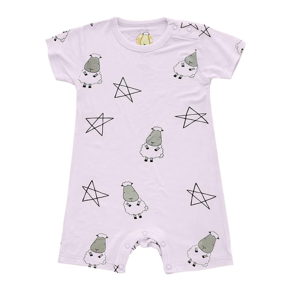 Baa Baa Sheepz Baby Short Sleeve Romper - Big Star & Sheep Pink (4 Sizes)