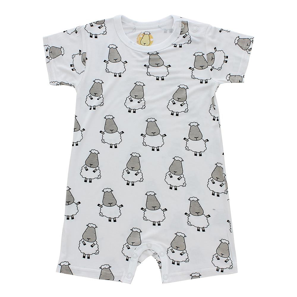 Baa Baa Sheepz Baby Short Sleeve Romper - Big Sheep White (4 Sizes)