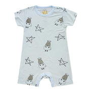 Baa Baa Sheepz Baby Short Sleeve Romper - Big Star & Sheep Blue (4 Sizes)