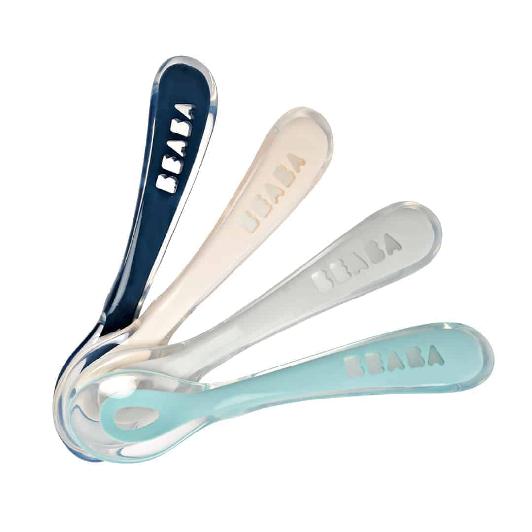 Beaba Ergonomic 2nd Age Ergonomic Silicone Spoon, 4pk - Dark Blue