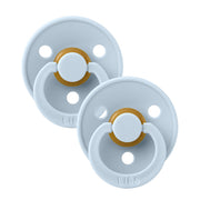 Bibs Round Colour Pacifier (2pk) - Baby Blue (2 Sizes) - Made in Denmark/EU