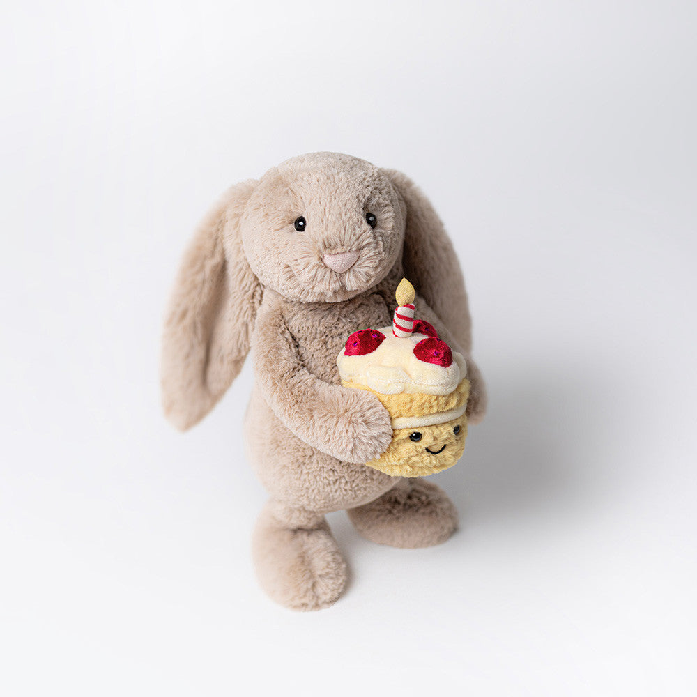 Jellycat Bashful Beige Bunny 'Birthday' (Medium, 31cm)