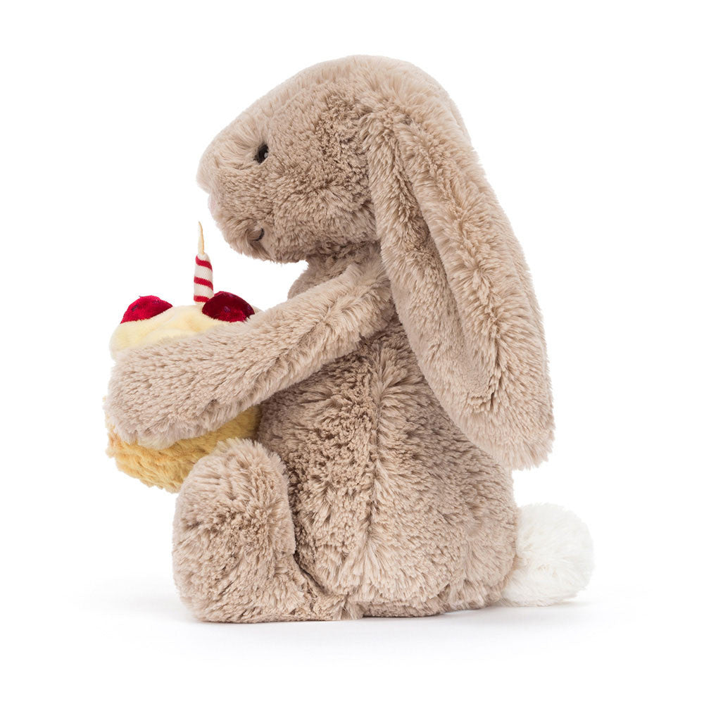 Jellycat Bashful Beige Bunny 'Birthday' (Medium, 31cm)
