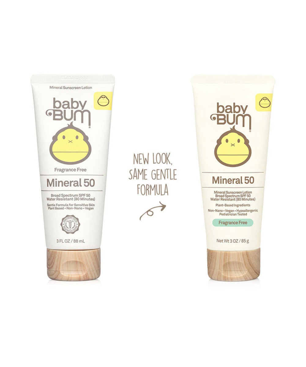 Sun Baby Bum Mineral Sunscreen Lotion SPF 50 - Fragrance Free (3oz) - Exp 10/26