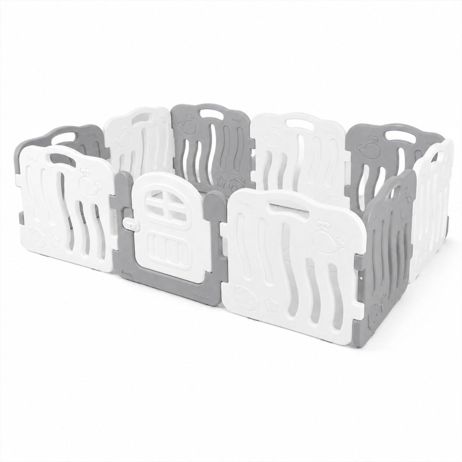 IFAM Shell Baby Play Yard & Door (10pc) - (198 x 133 cm) - Grey/White