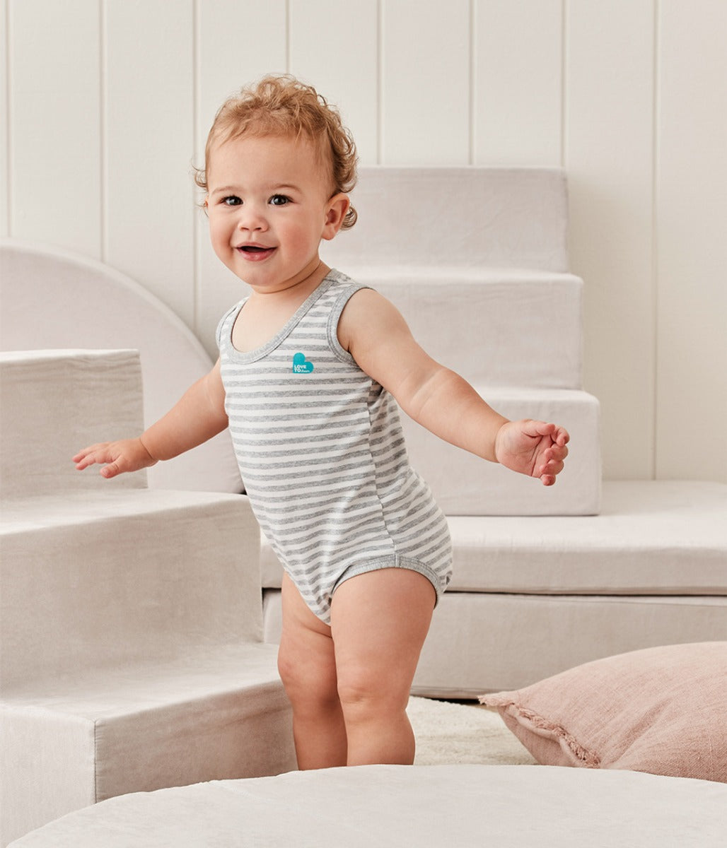Love to Dream Sleeveless Bodysuit - Stripe Grey (5 Sizes)
