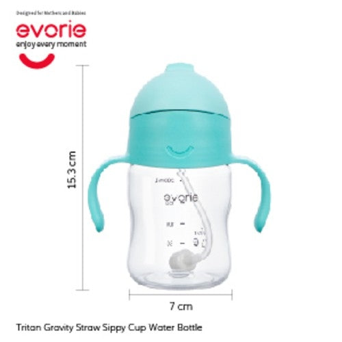Evorie Tritan Gravity Straw Sippy Cup Water Bottle (200ml) (12 Colours)