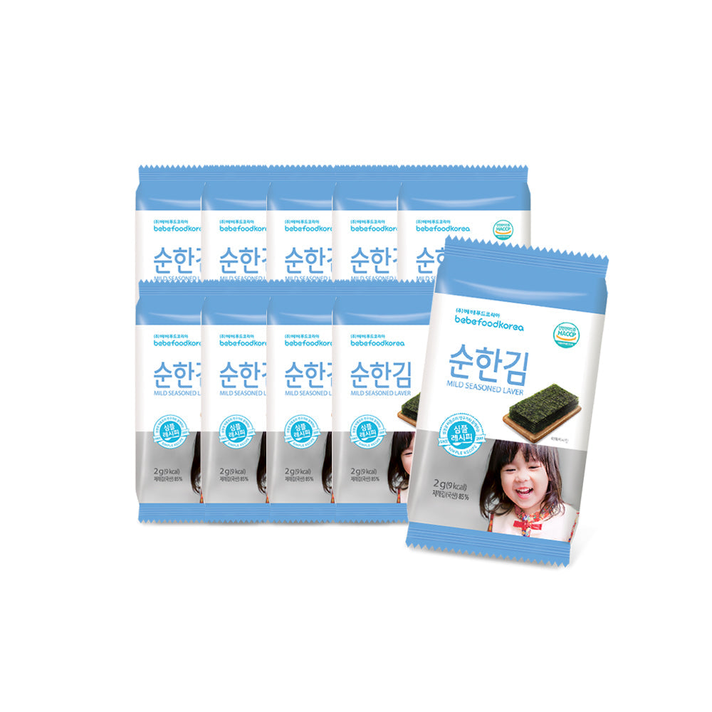 Bebefood Mild Seasoned Laver Seaweed, 10 Packs (Exp 03/26)