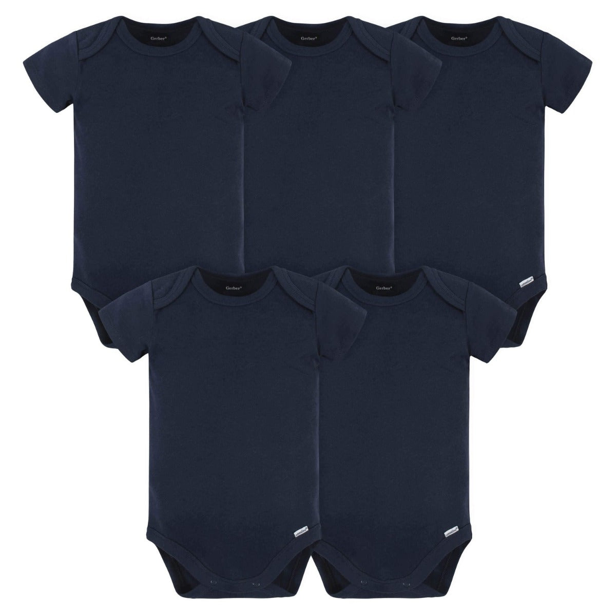 Gerber Short Sleeve Premium Onesies, 5pk - Navy (3 Sizes)