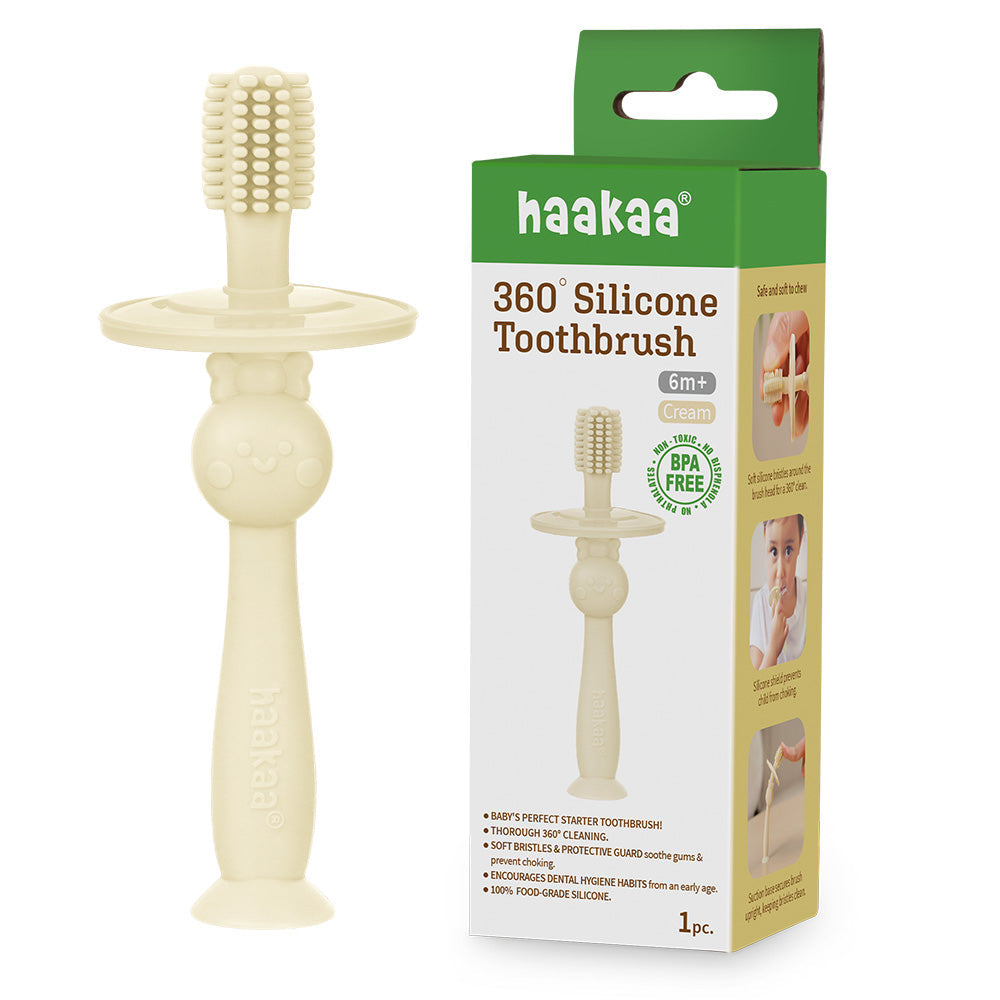 Haakaa 360 Silicone Baby Toothbrush (3 Colours) - Pupsik Singapore