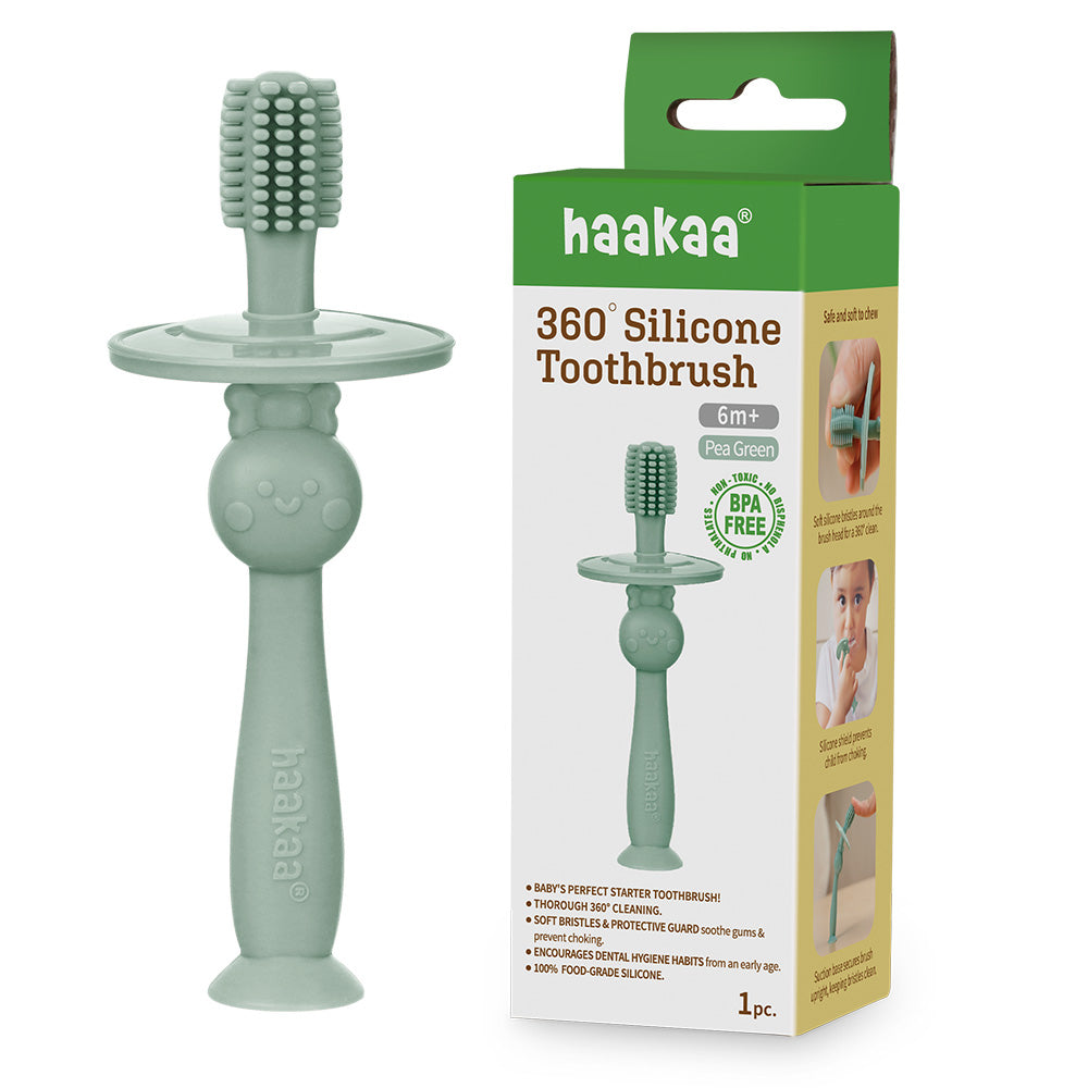 Haakaa 360 Silicone Baby Toothbrush (3 Colours) - Pupsik Singapore