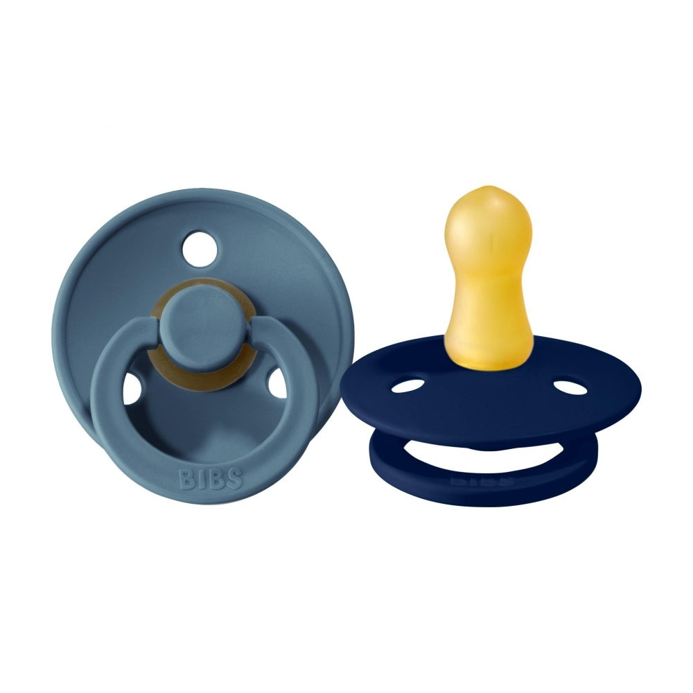 Bibs Round Colour Pacifier (2pk) - Deep Space/Petrol (2 Sizes) - Made in Denmark/EU