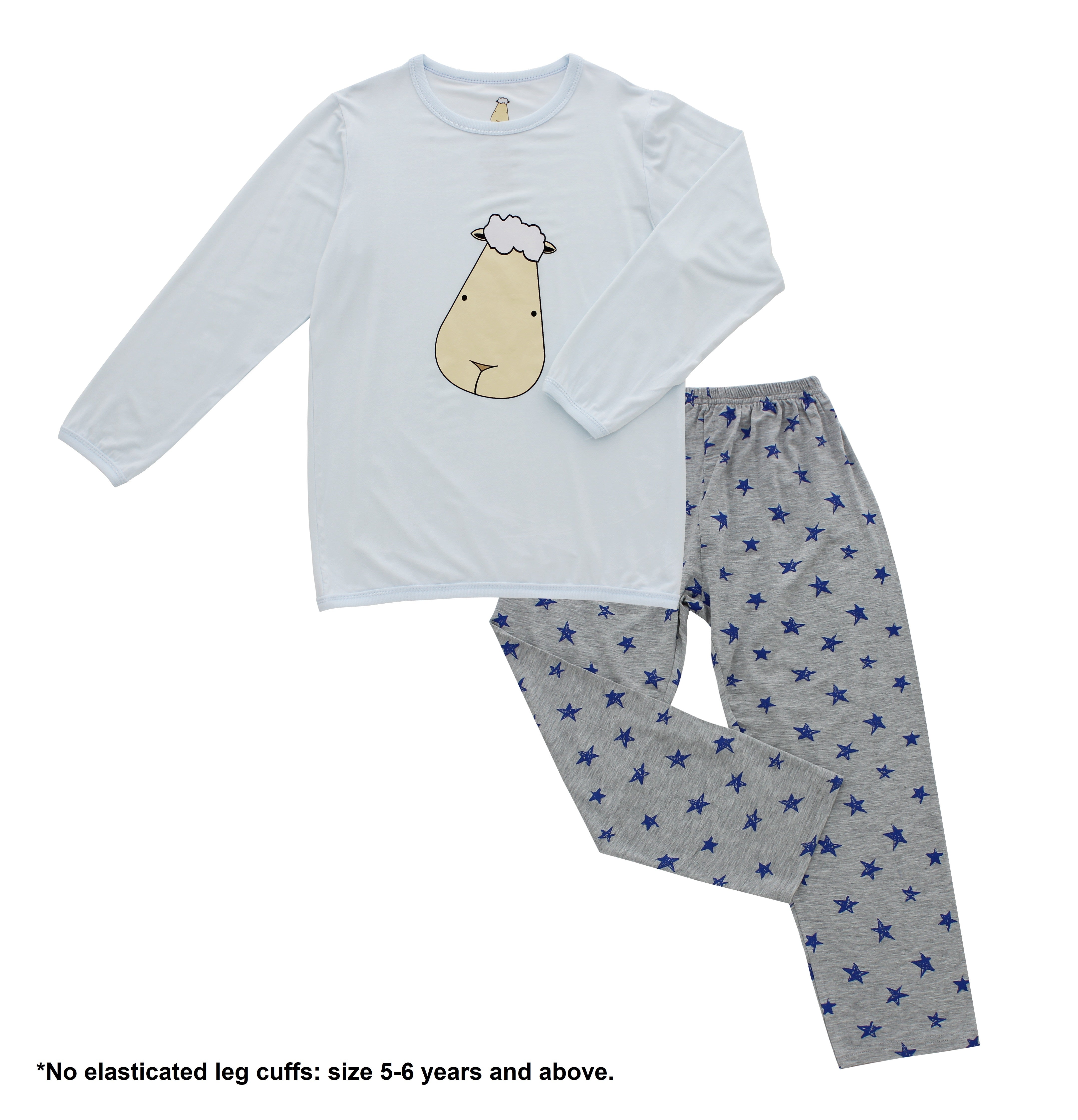 Baa Baa Sheepz Baby Long Sleeve Pyjama Set - Big Face Blue/Blue Star Grey (5 Sizes)