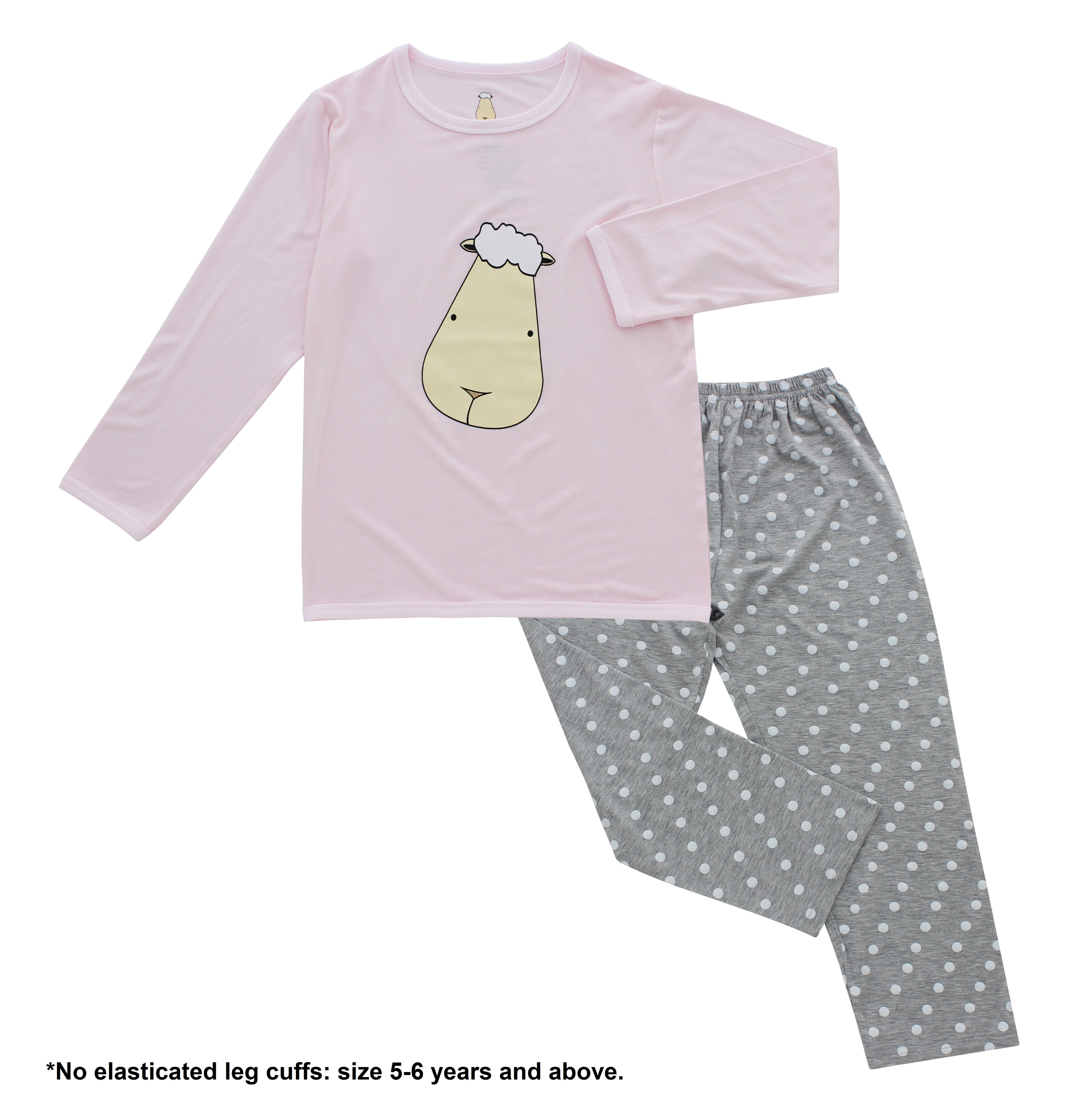 Baa Baa Sheepz Baby Long Sleeve Pyjama Set - Big Face Pink/Polka Dot Grey (5 Sizes)