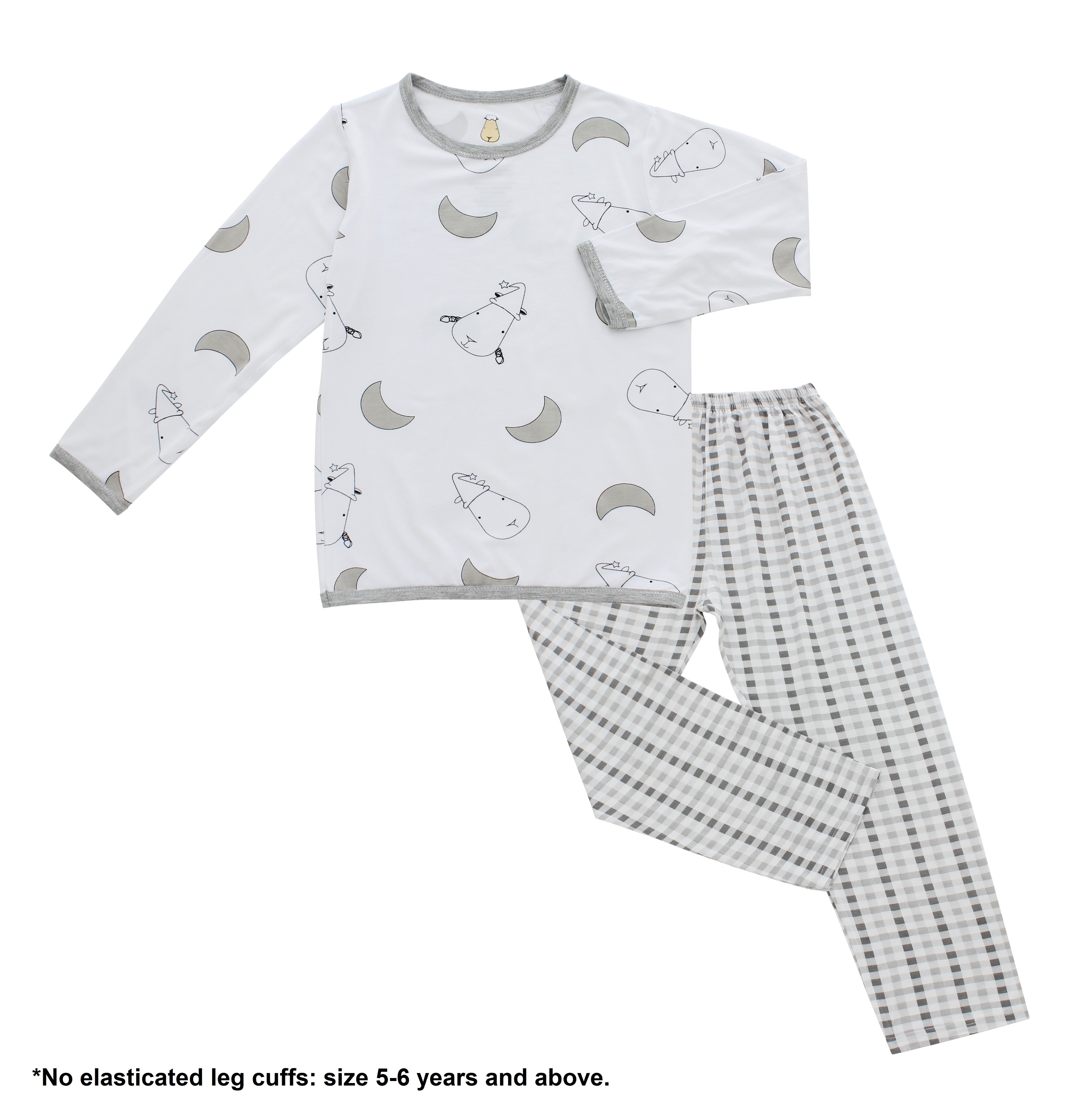 Baa Baa Sheepz Baby Long Sleeve Pyjama Set - Big Moon & Sheep White/Checkers Grey (1 Size)