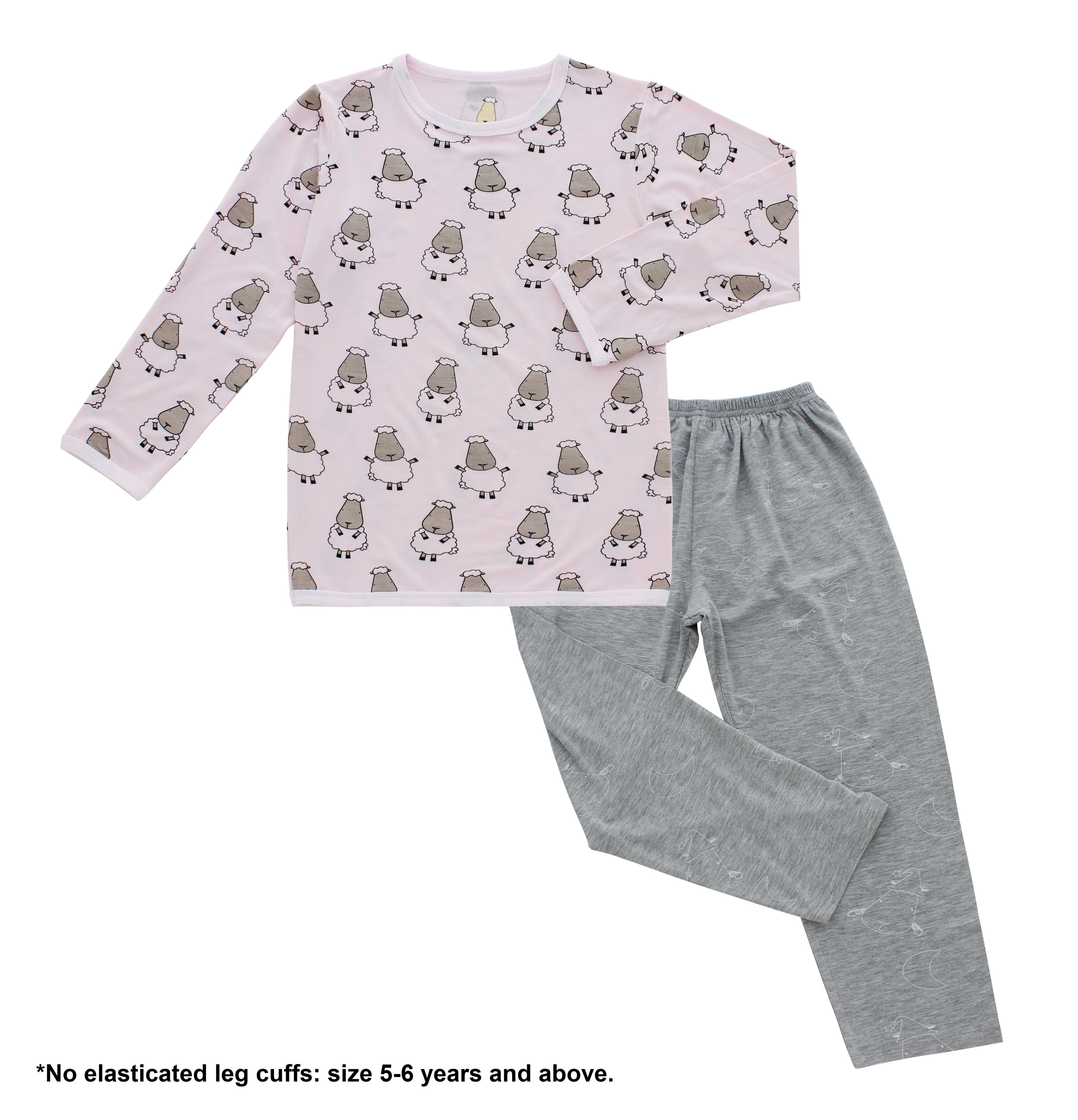 Baa Baa Sheepz Baby Long Sleeve Pyjama Set - Big Sheep Pink/Big Moon & Sheep Grey
