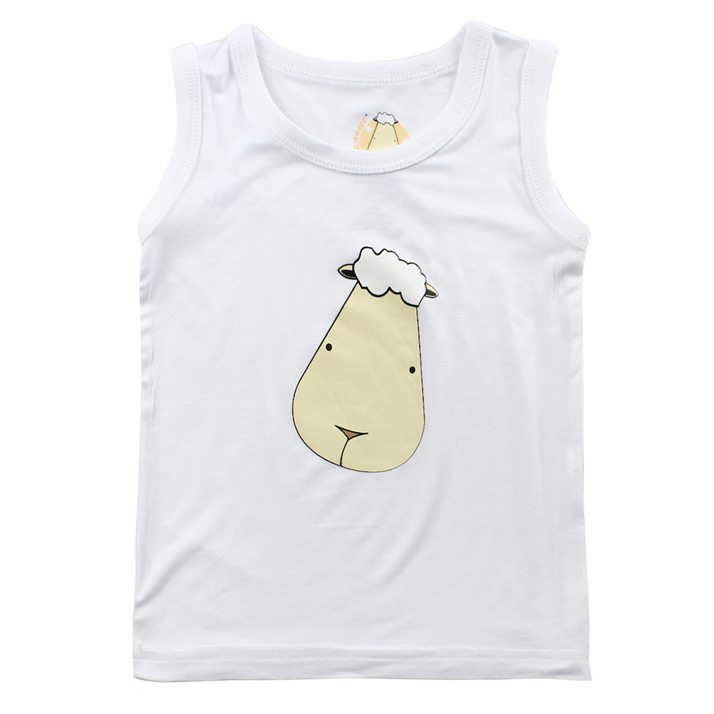 Baa Baa Sheepz Sleeveless Shirt - Big Face White