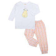 Baa Baa Sheepz Baby Long Sleeve Pyjama Set - Big Face White/Checkers Orange