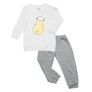 Baa Baa Sheepz Baby Long Sleeve Pyjama Set - Big Face White/Big Moon & Sheepz Grey