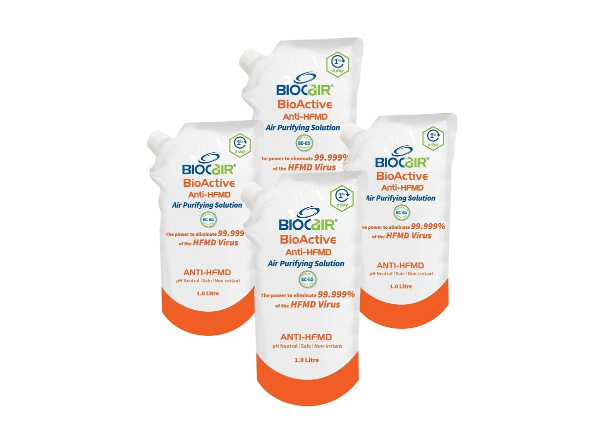 BioCair Anti-HFMD BioActive Air Purifying Solution (Alcohol Free), 1L (4pk) - Exp 06/26
