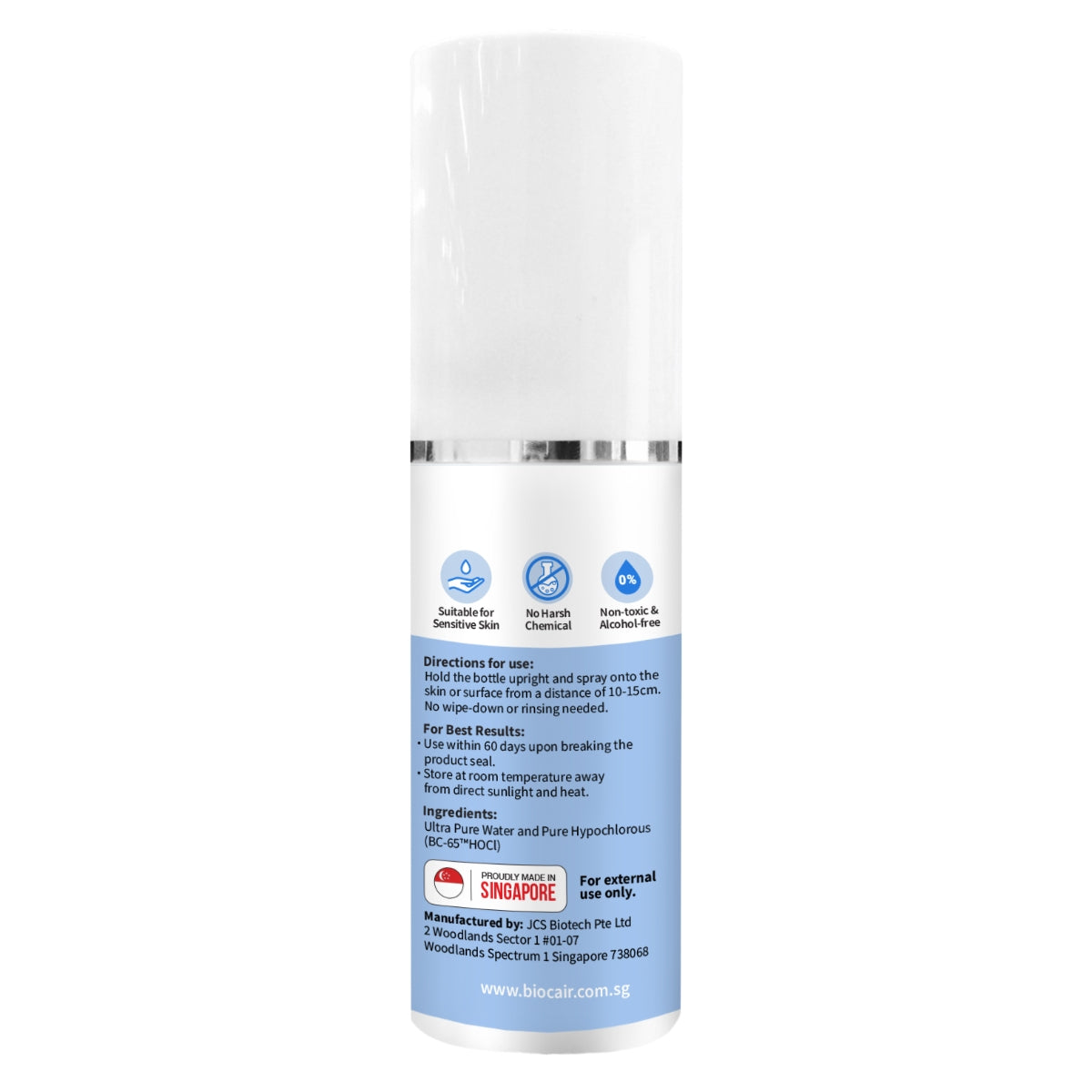 BioCair Disinfectant Hand & Skin Sanitiser Set, 50ml + 90ml Refill (Exp 05/26)