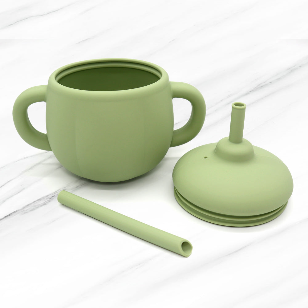 Biomom My First Learning Silicone Straw Cup, 200ml (2 Colors)