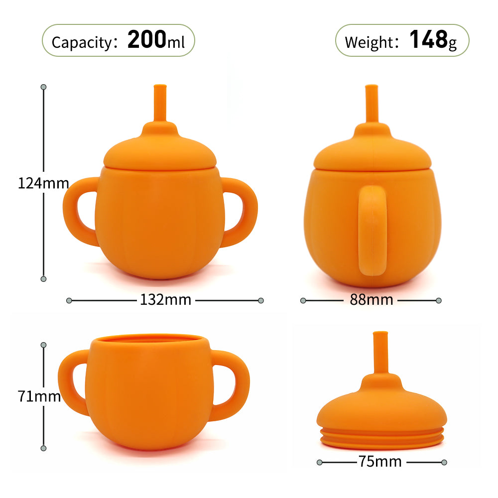 Biomom My First Learning Silicone Straw Cup, 200ml (2 Colors)