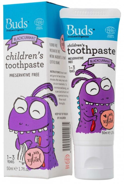 Buds Organics Children's Toothpaste with Xylitol - Blackcurrant, 50ml (Exp 11/27)