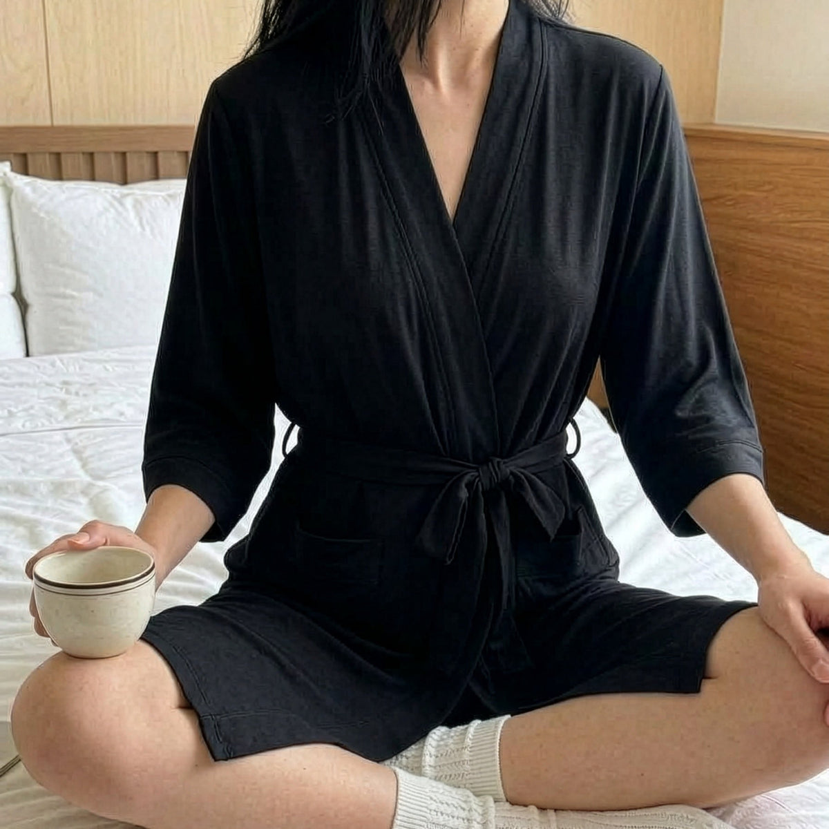 MPJ Bamboo Mom Robe - Black (4 Sizes)