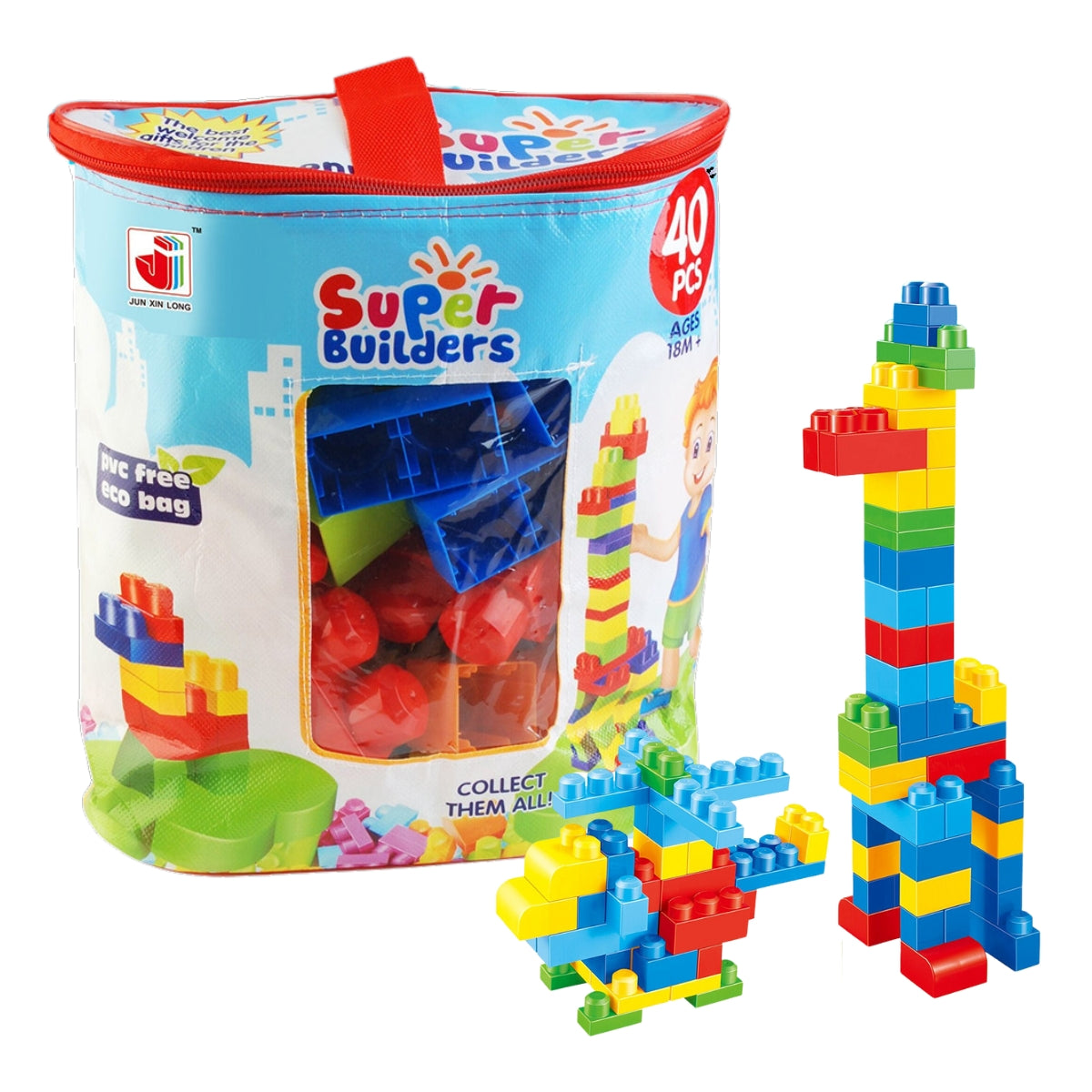 Pupsik Super Builders Building Blocks, 40pcs