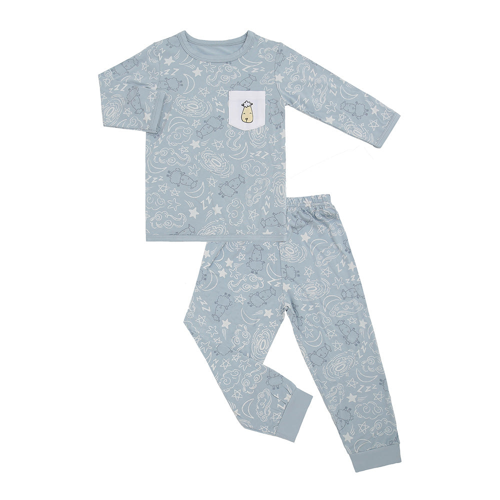 Baa Baa Sheepz Baby Long Sleeve Pyjama Set - Baa Baa in the Universe Blue (4 Sizes)