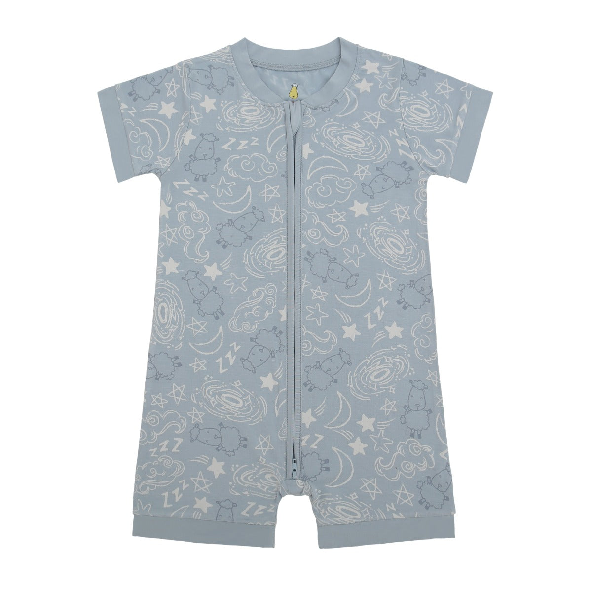 Baa Baa Sheepz Baby Short Sleeve Zip Romper - Baa Baa in the Universe Blue (4 Sizes)