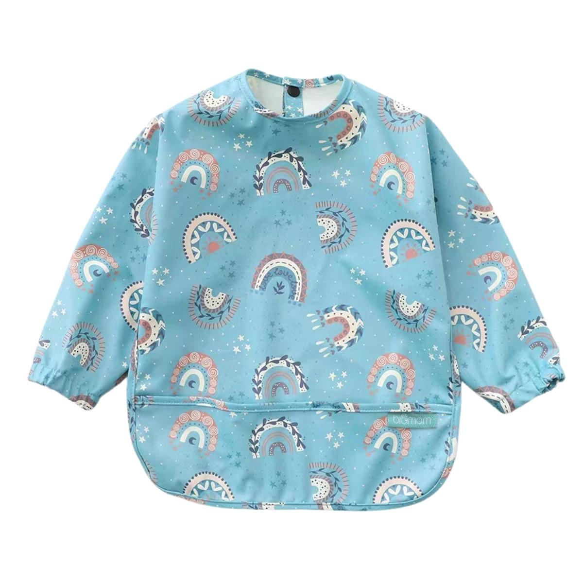 Biomom Baby Smock Bib - Azure Rainbows (2 Sizes)