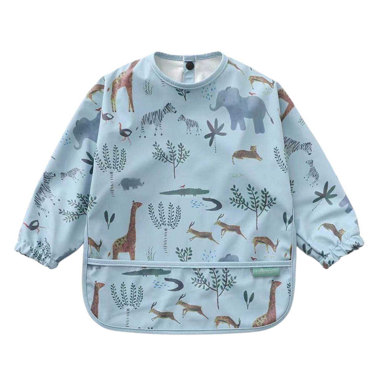 Biomom Baby Smock Bib - Blue Safari (2 Sizes)