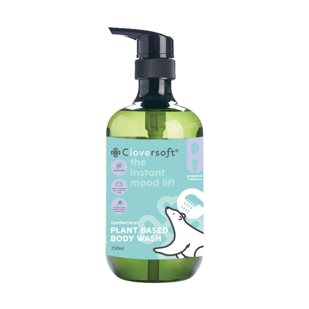 Cloversoft Plant-Based Body Wash, 750ml - Grapefruit & Rosemary (Exp 04/27)