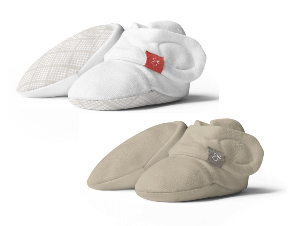 Goumiboots Bamboo & Organic Cotton Booties - Diamond Dots + Soybean (2pk)