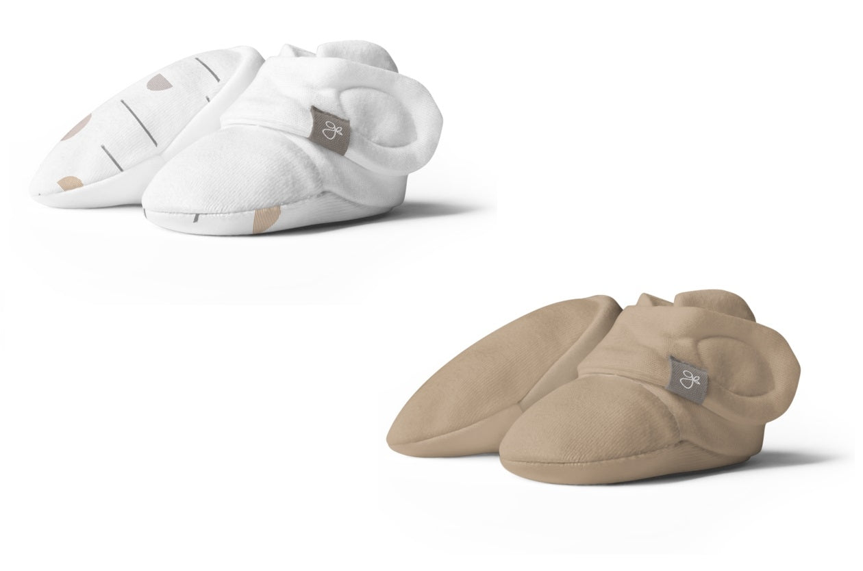 Goumiboots Bamboo & Organic Cotton Booties (2pk) - Geo Dash + Sandstone