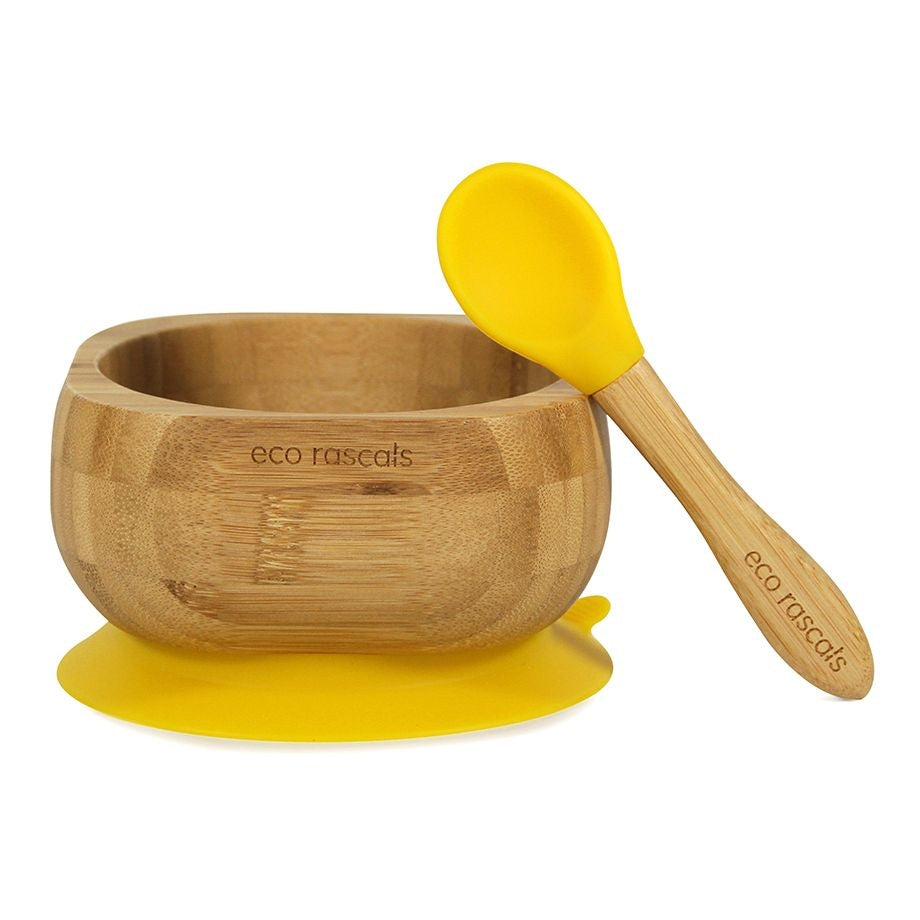 Eco Rascals Bamboo Suction Baby Bowl & Spoon (4 Colours) - Pupsik Singapore